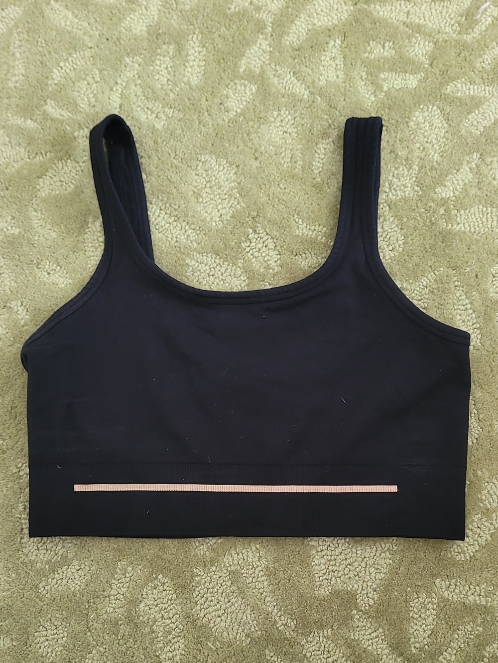 lunya Black Crop Bralette with Tan Stripe